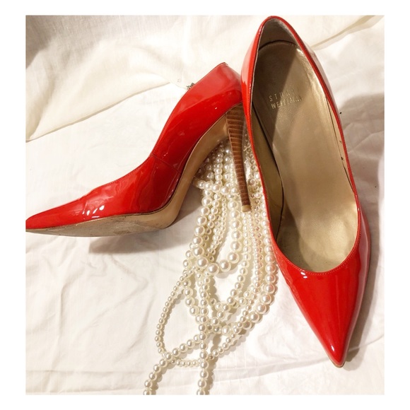 Stuart Weitzman Orange Patent Leather Pumps - Picture 3 of 7